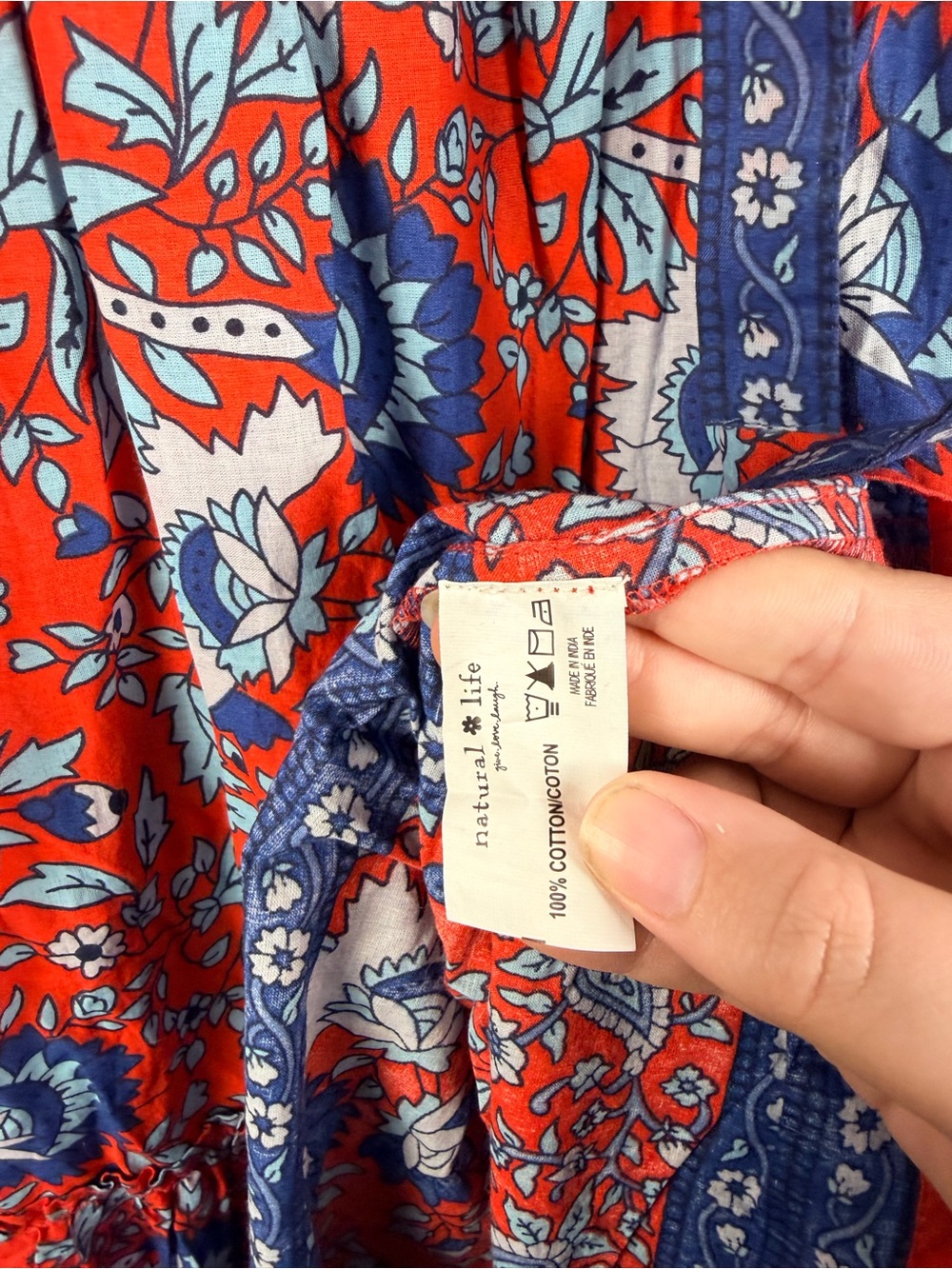 New natural life Isabella maxi red blue dress tiered size small - Picture 8 of 9